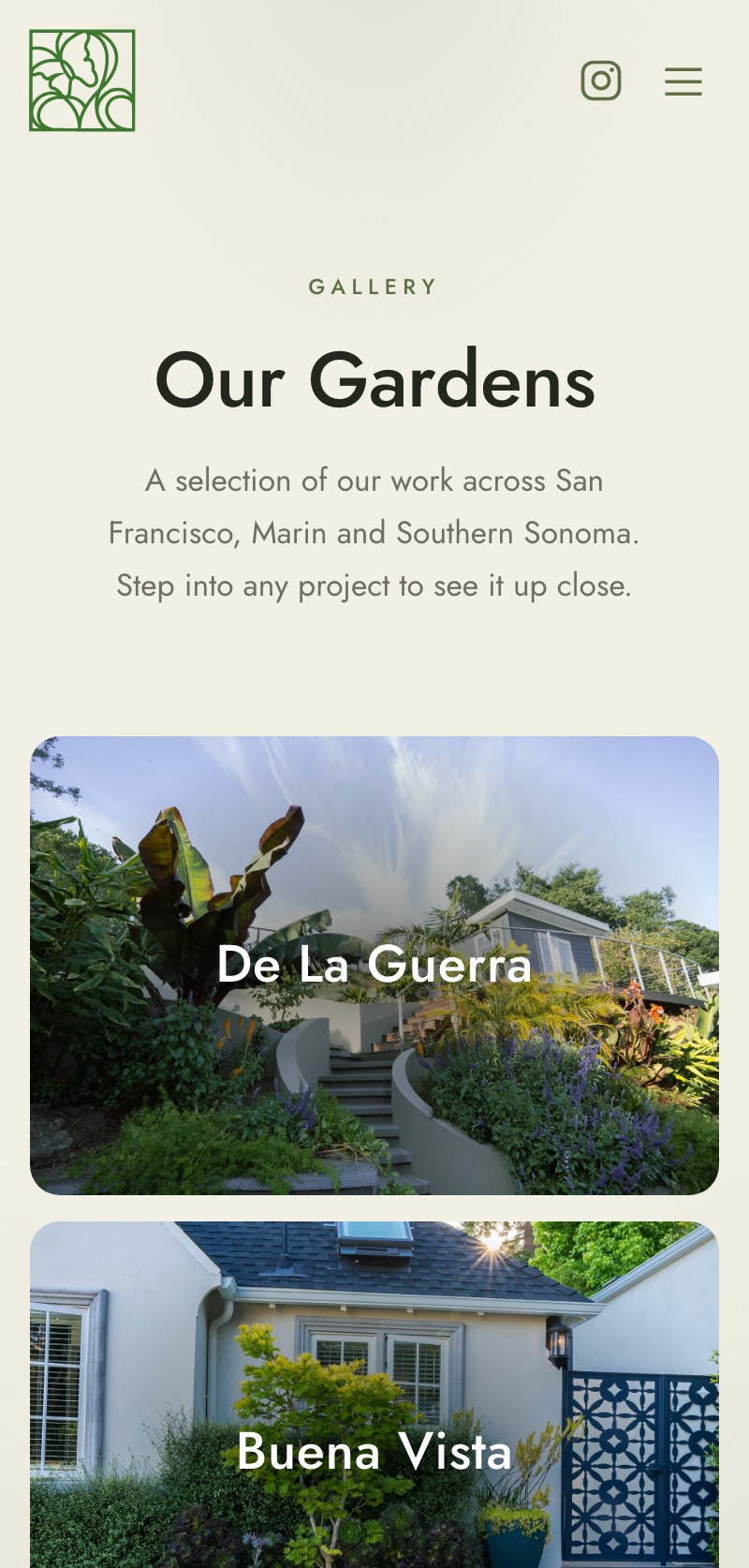 Monarch Gardens website, Mobile gallery